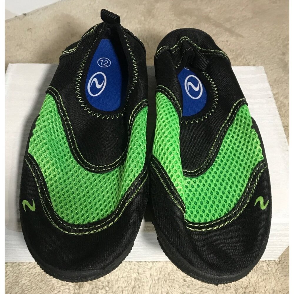 Athletic Works Kids Water Shoes Size 12 Aqua Socks Quick-Dry Mesh Slip-On Green